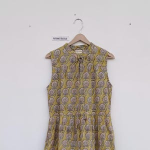 Floral Cotton Maxi Dress: Hand Block Printed Sleeveless Boho Tiered Dress