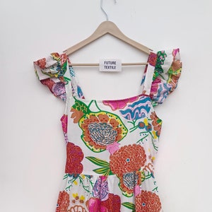 Hand Block Printed Cotton Dress: Indian Floral Tunic Gown