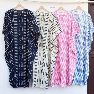 Floral Print Cotton Kaftan Dress: Plus Size Beach Cover Up