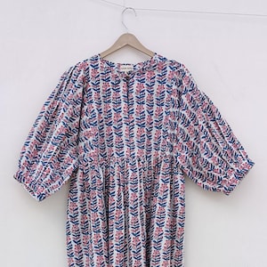 Robe en coton avec manches, Robe midi en coton avec poches, Robes d'été décontractées en coton pour femmes, Robe de soirée élégante pour femmes