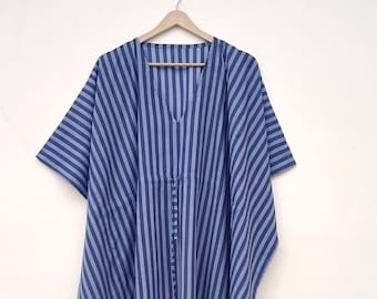 Floral Cotton Kaftan Dress: Indian Maxi Cover-Up Plus Size