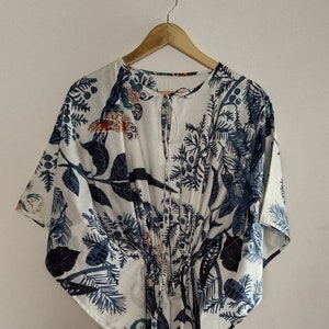 Floral Cotton Kaftan Dress: Indian Maxi Cover-Up Plus Size