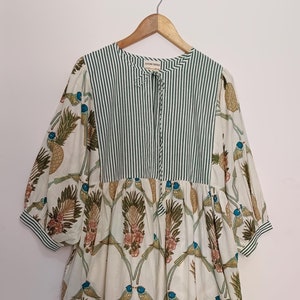 Handblock Floral Cotton Dress: Bohemian Summer Women&#39;s Wear