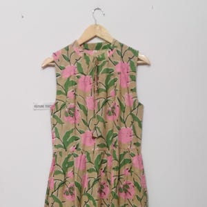 Floral Baumwolle Maxi Kleid: Handblock Gedruckt Ärmelloses Sommerkleid