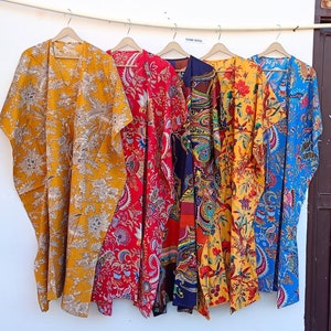 Floral Print Cotton Kaftan Dress: Plus Size Beach Cover Up