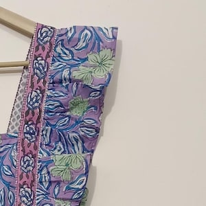 Hand Block Printed Cotton Dress: Indian Floral Tunic Gown