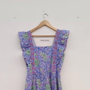 Hand Block Printed Cotton Dress: Sleeveless Indian Gown