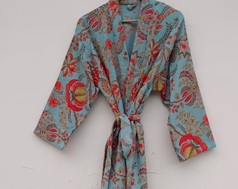 Cotton Kimono Robe: Tiger Print Boho Bath Robe