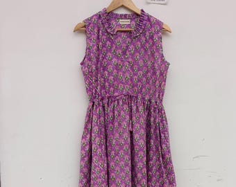 Hand Block Printed Cotton Dress: Indian Floral Long Gown
