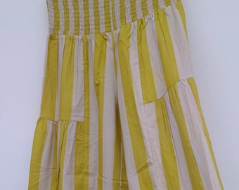 Handmade Cotton Pajama , strips smoke Tiered plazo