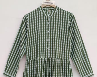 Boho Cotton Tiered Maxi Dress, Striped Long Sleeve, Button Front, Summer Wear