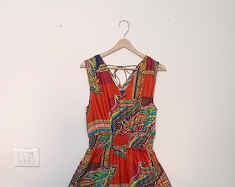 Handblock Cotton Maxi Dress: Floral Print Summer Dress