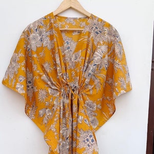 Floral Cotton Kaftan Dress: Indian Maxi Cover-Up, Plus Size