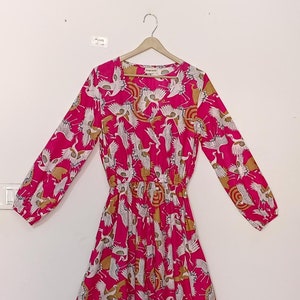 Light Cotton Gauze Midi Dress: Long Sleeve Summer Beach Dress