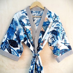 EXPRESS DELIVERY- Cotton kimono Robes,Bird print Kimono,Soft and comfortable Bath robes,wrap dress,House Coat Robe,women men kimono gift