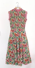 Hand Block Printed Cotton Maxi Dress: Sleeveless Summer Smock Dress