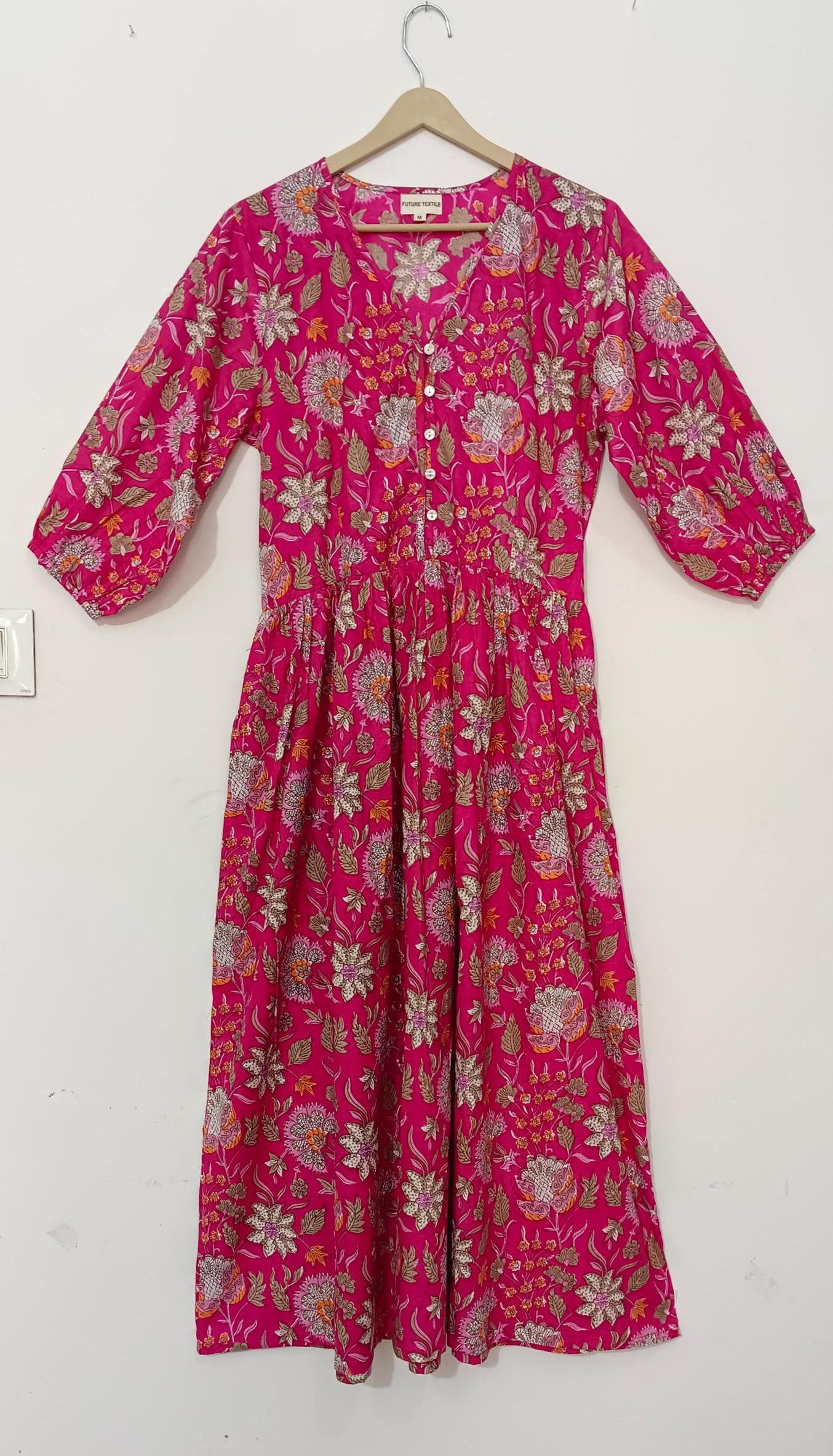Mix Colur Block Print Cotton dress, Beautiful Floral Hand Block Print Soft Cotton Summer Dress, Mini & Midi Dress, Dress for Women,