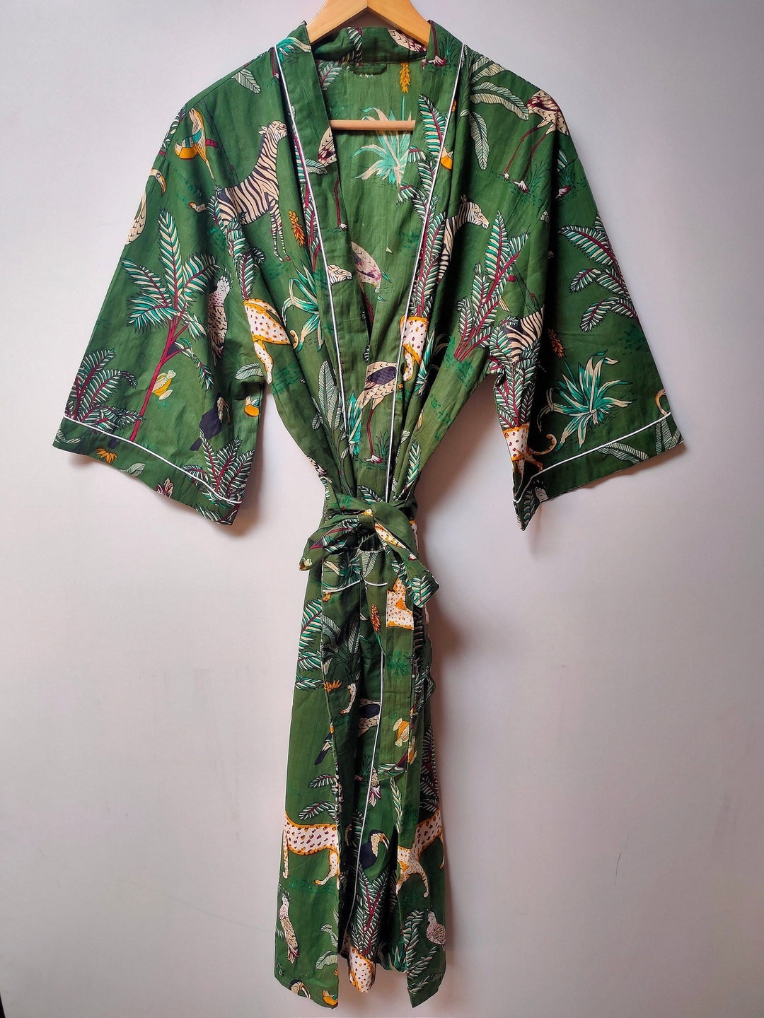 EXPRESS DELIVERY Cotton Kimono Robes,bird Print Kimono,soft and ...