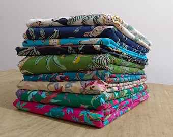 Hand Block Print Cotton Fabric: Indian Floral Sewing Material By The Yard