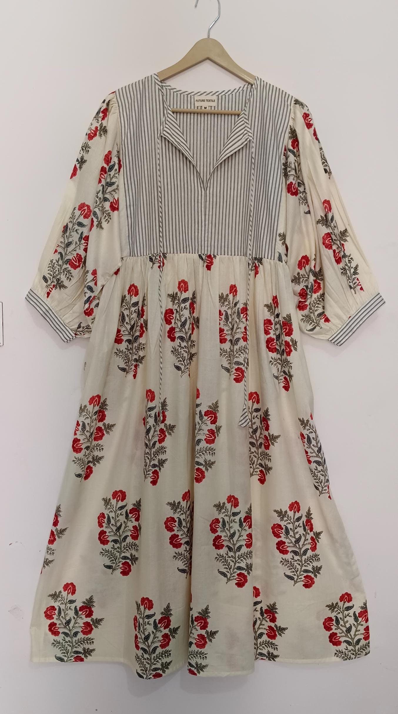 white christmas dresses ShopCultModern-KharaKapas-Dress Cotton Off White-Fashion Edit Indian Summer -KW822