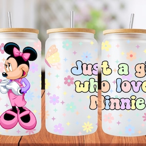 16oz Minnie and friends libbey glass can wrap, 1 png file. bright colourful. Digital down load no physical item will be sent