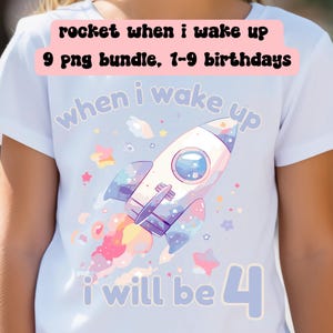 Space bundle when I wake up 9 png images included, birthdays 1-9 included digital download, transparent background
