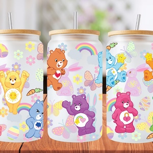 Easter 16oz carebears libbey glass can wrap, 1 png file. bright colourful. Digital down load no physical item will be sent