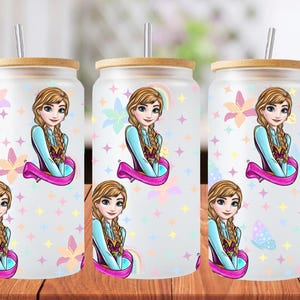 16oz frozen princess libbey glass can wrap, 1 png file. bright colourful. Digital down load no physical item will be sent