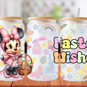 Easter 16oz Minnie and friends libbey glass can wrap, 1 png file. bright colourful. Digital down load no physical item will be sent