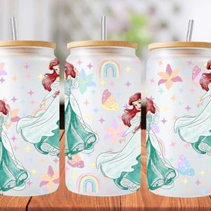 16oz ariel princess libbey glass can wrap, 1 png file. bright colourful. Digital down load no physical item will be sent