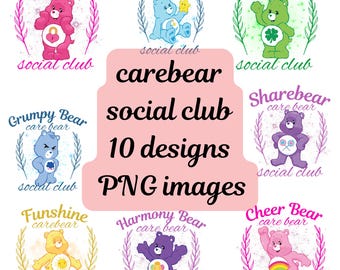 Care Bears social club png bundle 10 png images included, digital download, transparent background