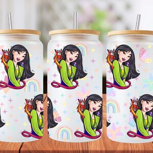 16oz mulan princess libbey glass can wrap, 1 png file. bright colourful. Digital down load no physical item will be sent