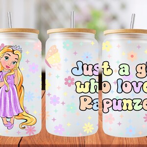 16oz Rapunzel libbey glass can wrap, 1 png file. bright colourful. Digital down load no physical item will be sent