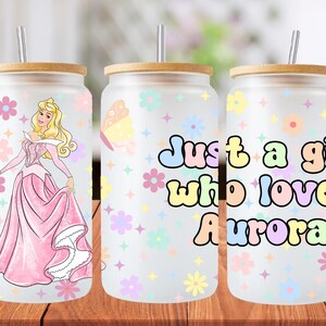 16oz Aurora princess libbey glass can wrap, 1 png file. bright colourful. Digital down load no physical item will be sent