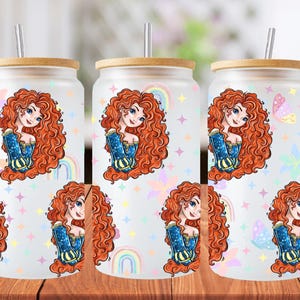 16oz Merida princess libbey glass can wrap, 1 png file. bright colourful. Digital down load no physical item will be sent