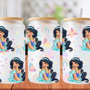 16oz Jasmine princess libbey glass can wrap, 1 png file. bright colourful. Digital down load no physical item will be sent