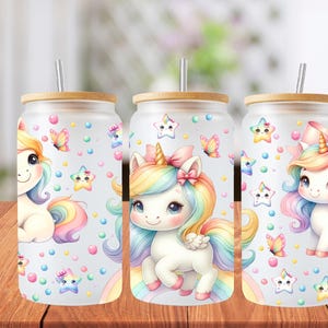 16oz unicorn libbey glass can wrap, 1 png file. bright colourful. Digital down load no physical item will be sent