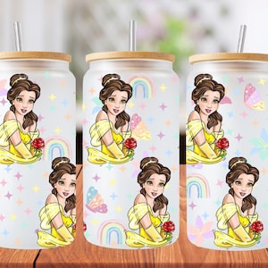 16oz belle princess libbey glass can wrap, 1 png file. bright colourful. Digital down load no physical item will be sent
