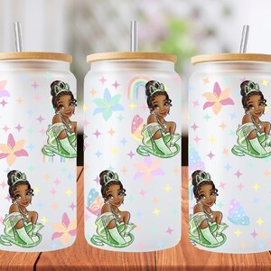 16oz Tiana libbey glass can wrap, 1 png file. bright colourful. Digital down load no physical item will be sent