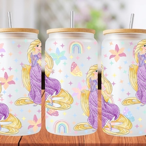 16oz Rapunzel libbey glass can wrap, 1 file png. luminoso colorato. Download digitale, nessun articolo fisico verrà inviato