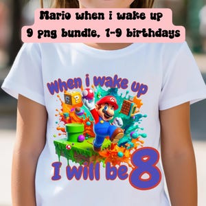 Mario Bundle wenn ich aufwache 9 png Bilder enthalten, Geburtstage 1-9 enthalten digitaler Download, transparenter Hintergrund