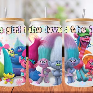 16oz trolls libbey glass can wrap, 1 file png. luminoso colorato. Download digitale, nessun articolo fisico verrà inviato