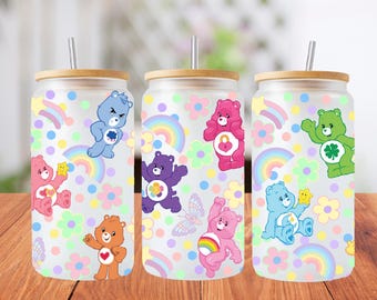 16oz carebears libbey glass can wrap, 1 png file. bright colourful. Digital down load no physical item will be sent