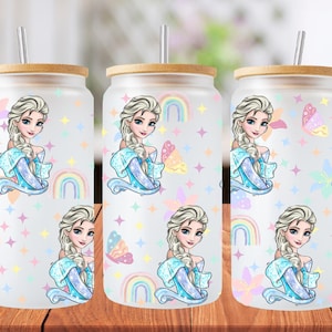 16oz frozen princess libbey glass can wrap, 1 png file. bright colourful. Digital down load no physical item will be sent