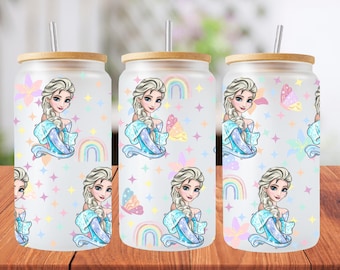 16oz frozen princess libbey glass can wrap, 1 png file. bright colourful. Digital down load no physical item will be sent
