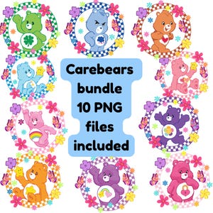 Care Bears png bundle 10 png images included, digital download, transparent background