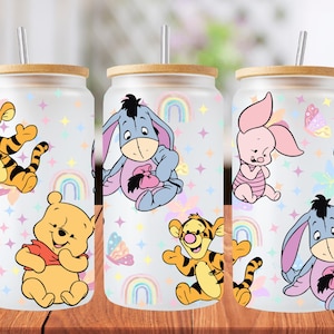 16oz Winnie the Pooh libbey glass can wrap, 1 png file. bright colourful. Digital down load no physical item will be sent