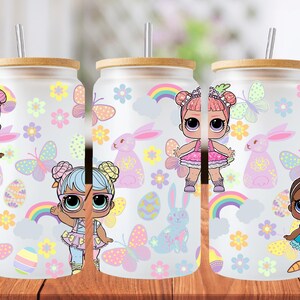 Easter 16oz dolls libbey glass can wrap, 1 png file. bright colourful. Digital down load no physical item will be sent
