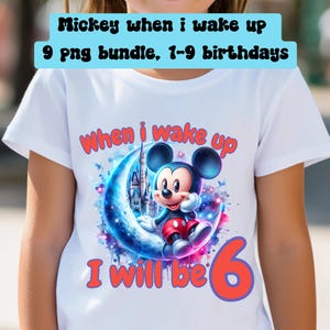 Mickey-bundel als ik wakker word 9 png-afbeeldingen inbegrepen, verjaardagen 1-9 inbegrepen digitale download, transparante achtergrond