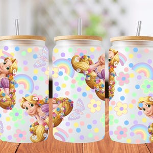 16oz Rapunzel libbey glass can wrap, 1 png file. bright colourful. Digital down load no physical item will be sent